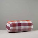 Bask Bolster Cushion in Checkmate Cotton, Berry - Nicola Harding