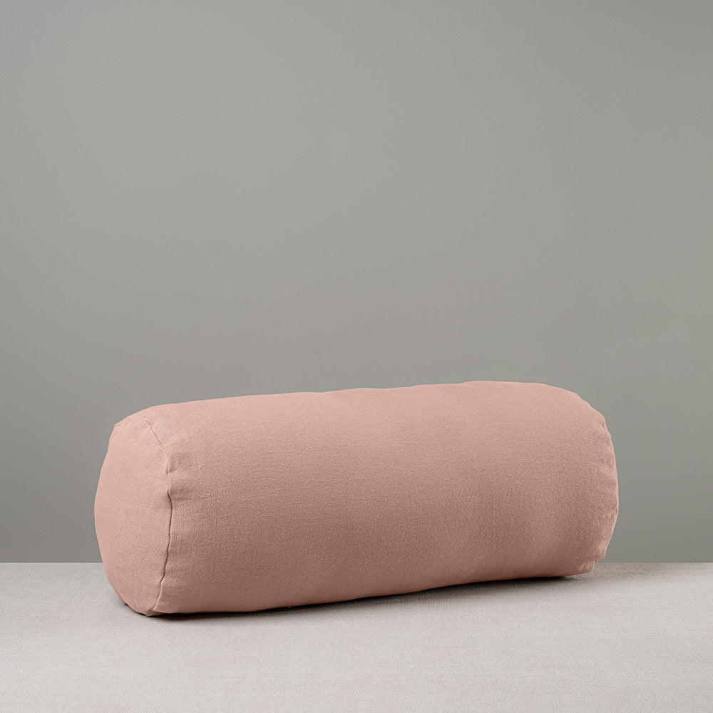 Bask Bolster Cushion in Laidback Linen, Dusky Pink - Nicola Harding