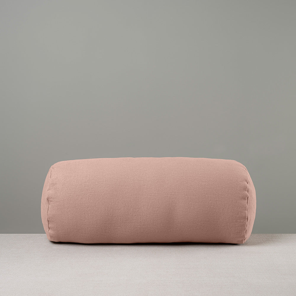 Bask Bolster Cushion in Laidback Linen, Dusky Pink - Nicola Harding