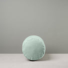  Side View of Bask Bolster Cushion in Laidback Linen, Sky - Nicola Harding 