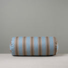  Front Side of Bask Bolster Cushion in Regatta Cotton, Blue - Nicola Harding 
