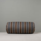  Front Side of Bask Bolster Cushion in Regatta Cotton, Charcoal - Nicola Harding 