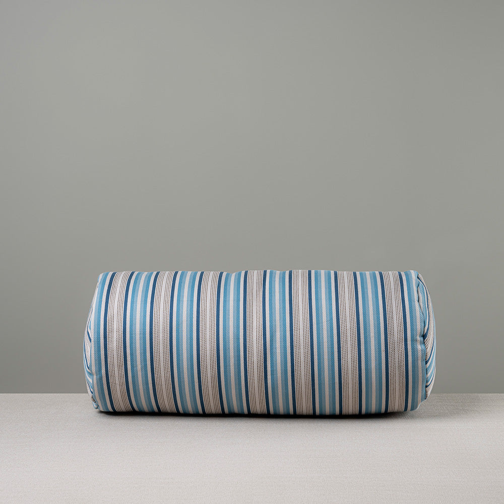  Bask Bolster Cushion in Slow Lane Cotton Linen, Blue 