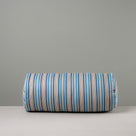  Front Side of Bask Bolster Cushion in Slow Lane Cotton Linen, Blue - Nicola Harding 