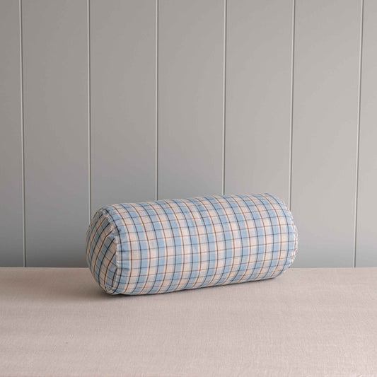 Bask Bolster Cushion in Square Deal Cotton, Blue Brown