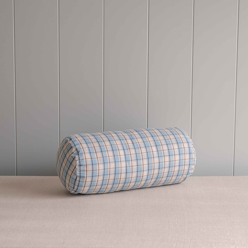  Bask Bolster Cushion in Square Deal Cotton, Blue Brown 