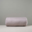  Front Side of Bask Bolster Cushion in Ticking Cotton, Berry - Nicola Harding 