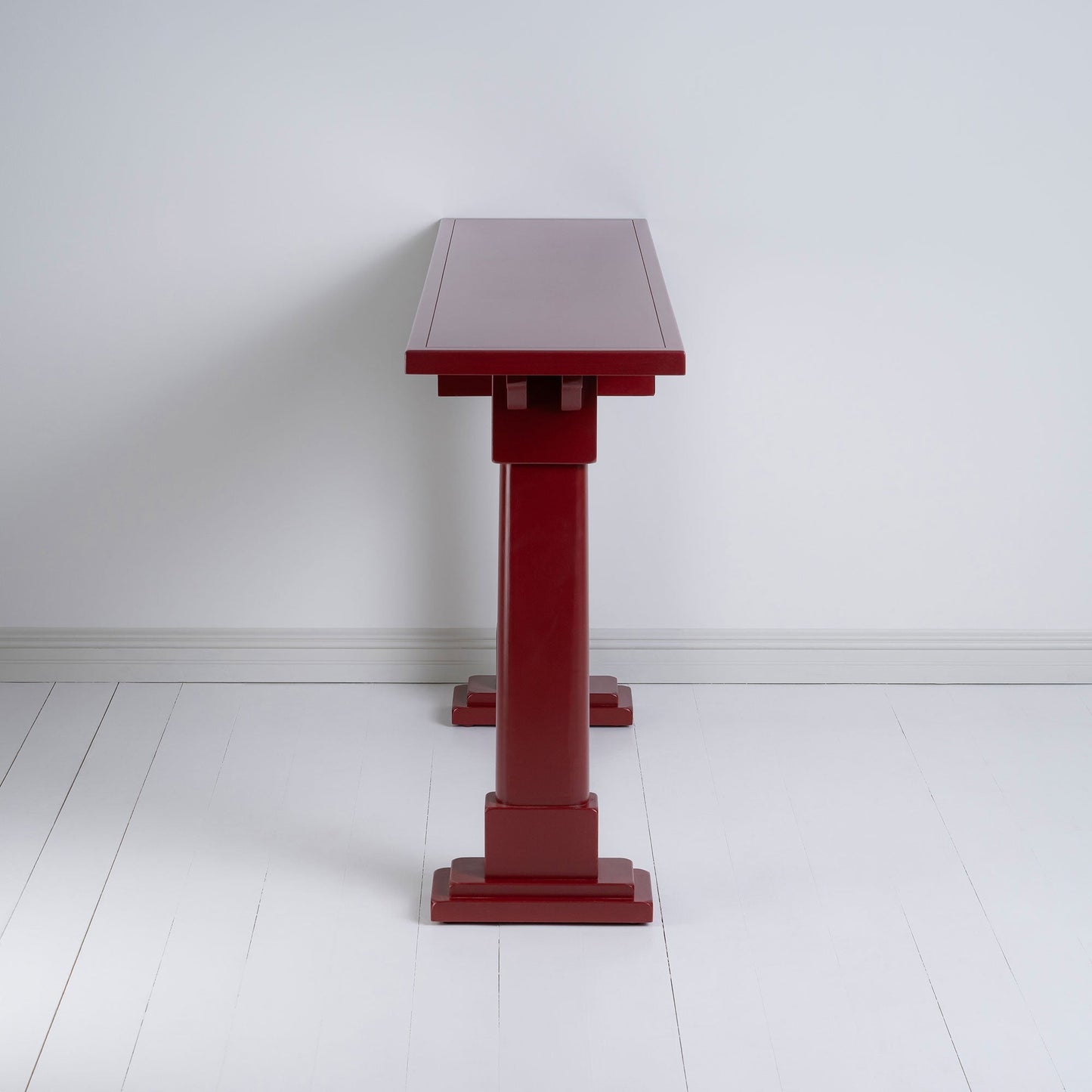 Side View of Keepsake Red(Pomegranate) Console Table - Nicola Harding