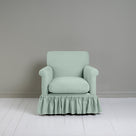  Front View of Curtain Call Armchair in Laidback Linen Sky - Nicola Harding 