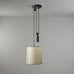 image of Rise Pendant, Brass with Empire Natural Parchment Lamp Shade with Maroon Stitching