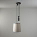image of Rise Pendant, Brass with Empire Natural Parchment Lamp Shade with Blue Trim
