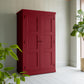 Clobber Wardrobe, Internal with Half Drawer, Berry Red with Powder Pink