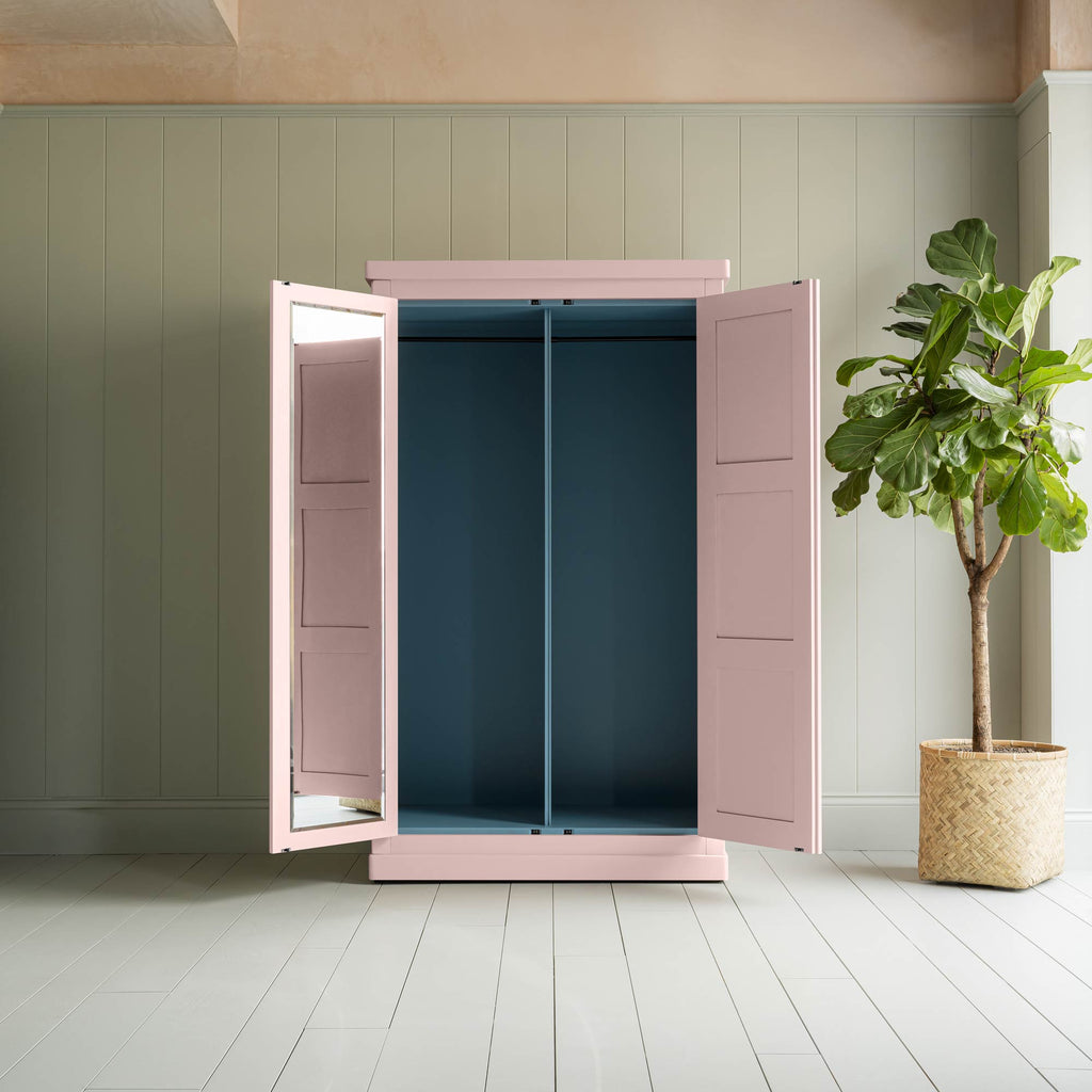  Clobber Wardrobe, Double Full Length Hanging, Powder Pink with Cerulean Blue 