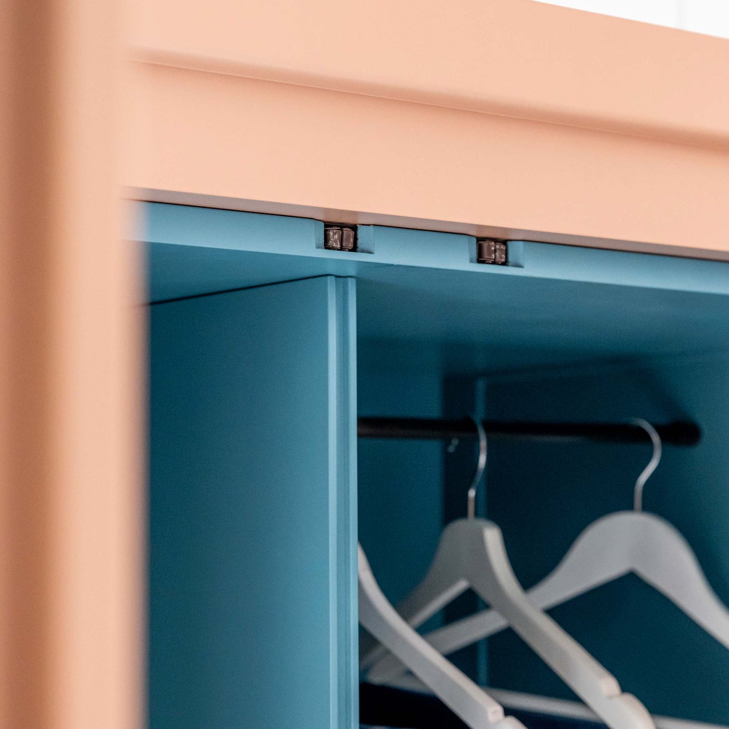 Clobber Wardrobe, Double Full Length Hanging, Powder Pink with Cerulean Blue