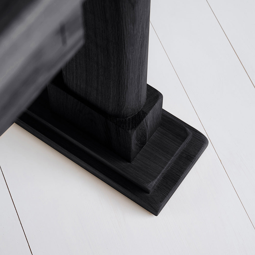  Foot Base Design Closeup of Keepsake Black Console Table - Nicola Harding & Co. 