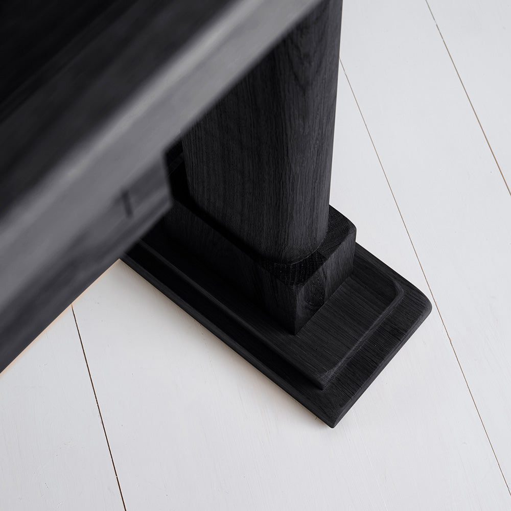  Foot Base Design Closeup of Keepsake Black Console Table 