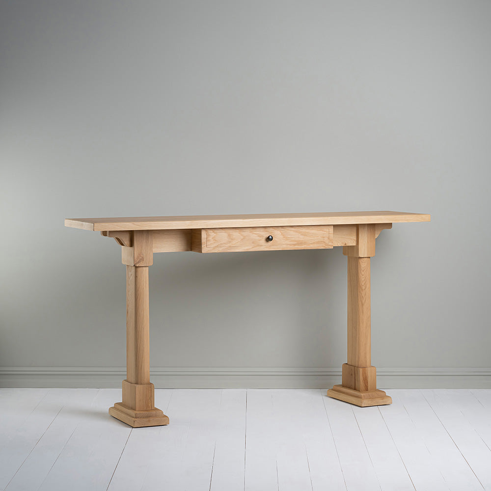  Front View of Keepsake Console Table, Oiled Oak - Nicola Harding 