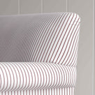  Curtain Call Sofa in Ticking Berry, With Arm and Back Design Closeup - NiX 
