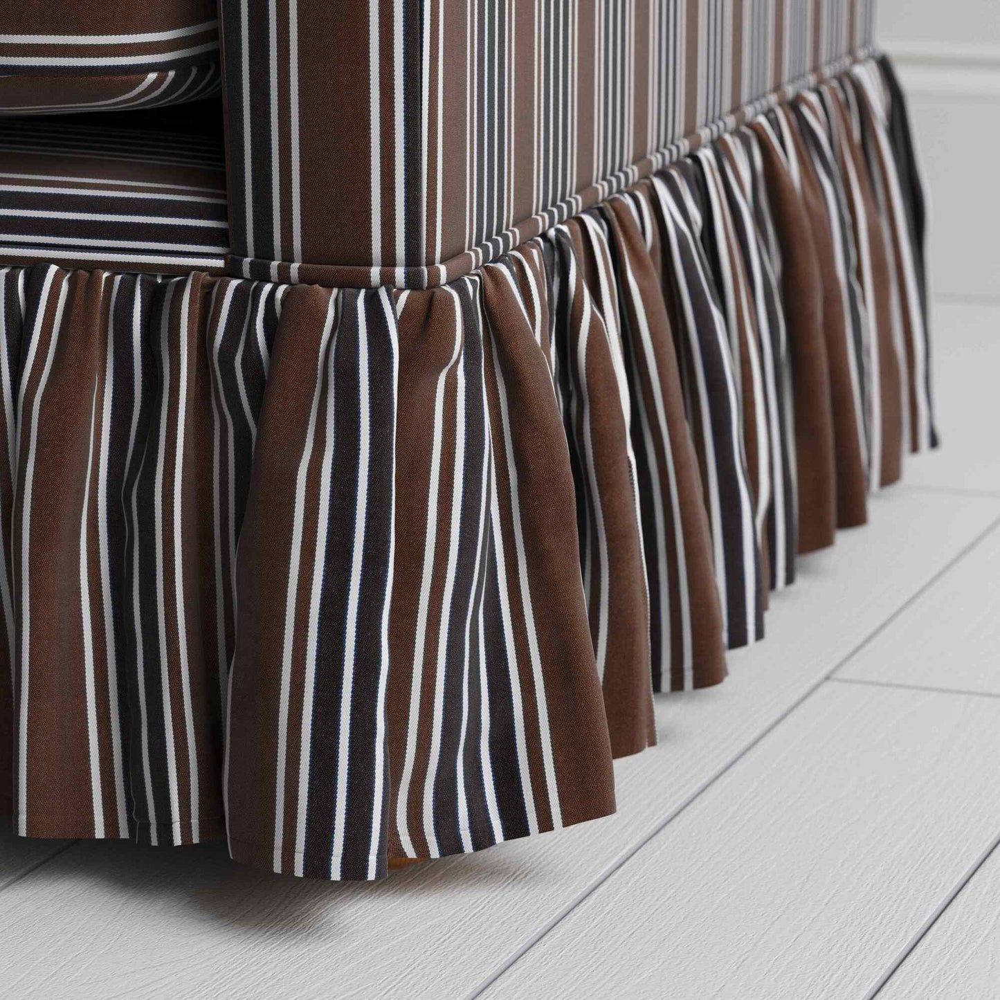 Curtain Call Sofa in Regatta Charcoal, 
 With Curtain Design Closeup - NiX