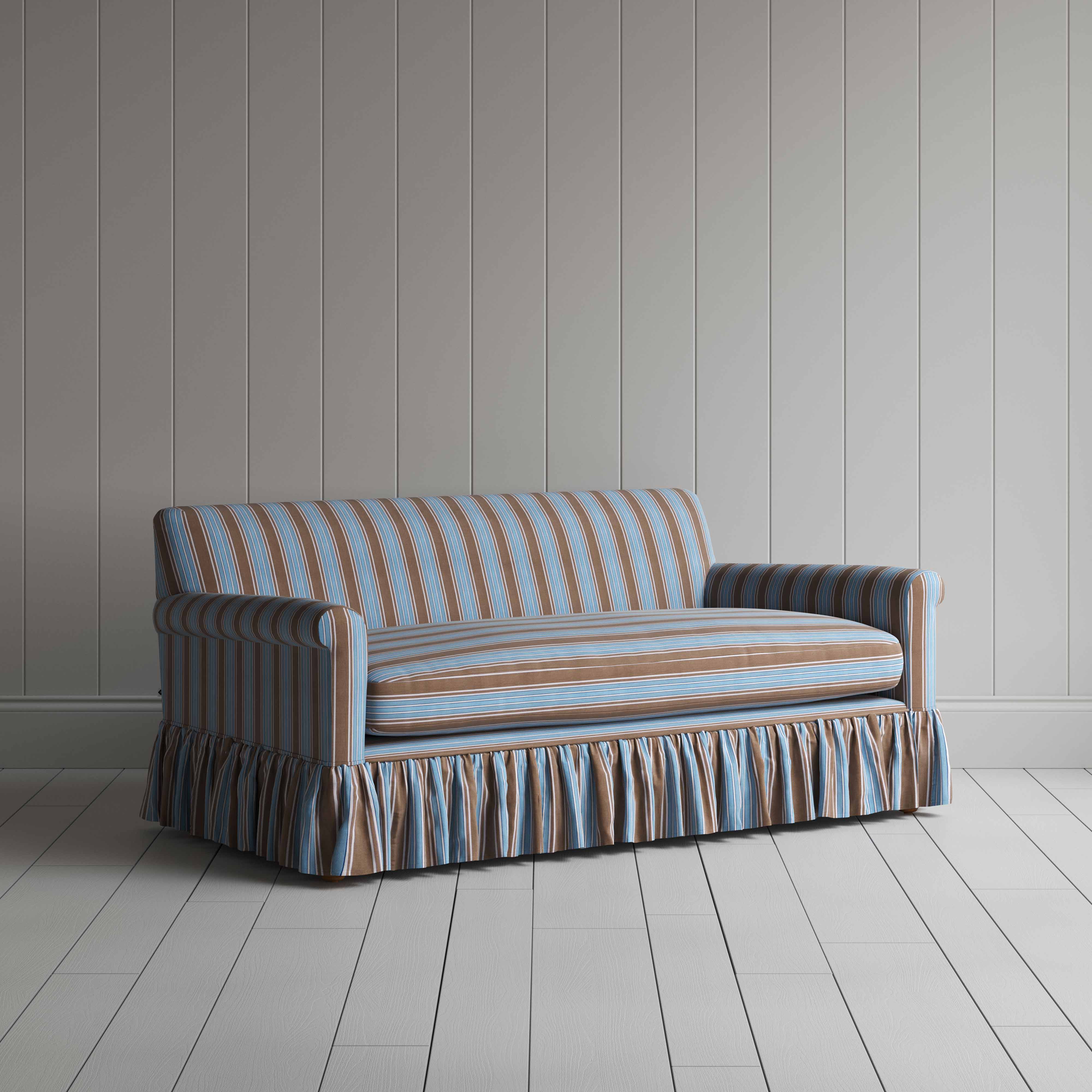  Curtain Call 3 Seater Sofa in Regatta Cotton, Blue - Nicola Harding 