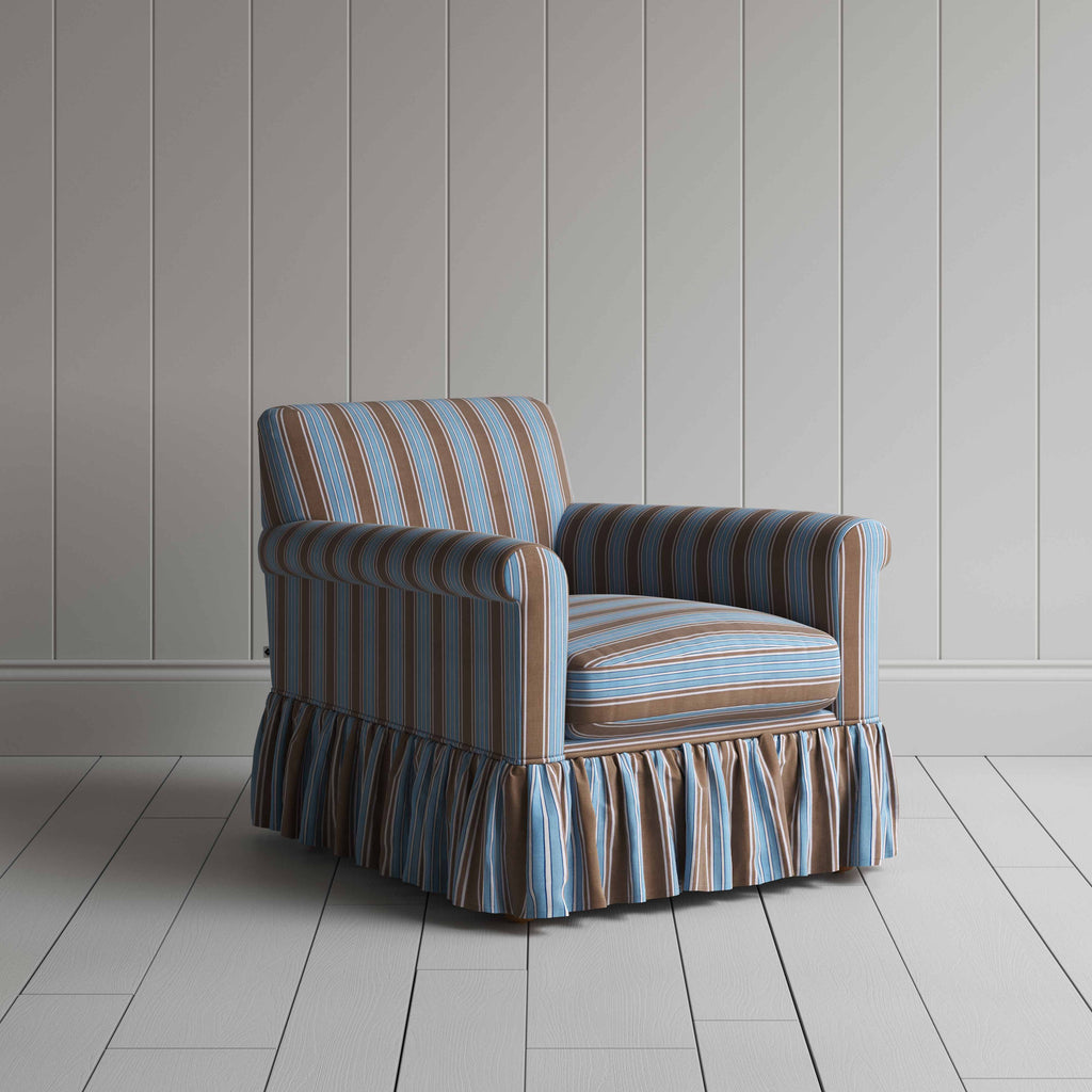  Curtain Call Armchair in Regatta Cotton, Blue - Nicola Harding 