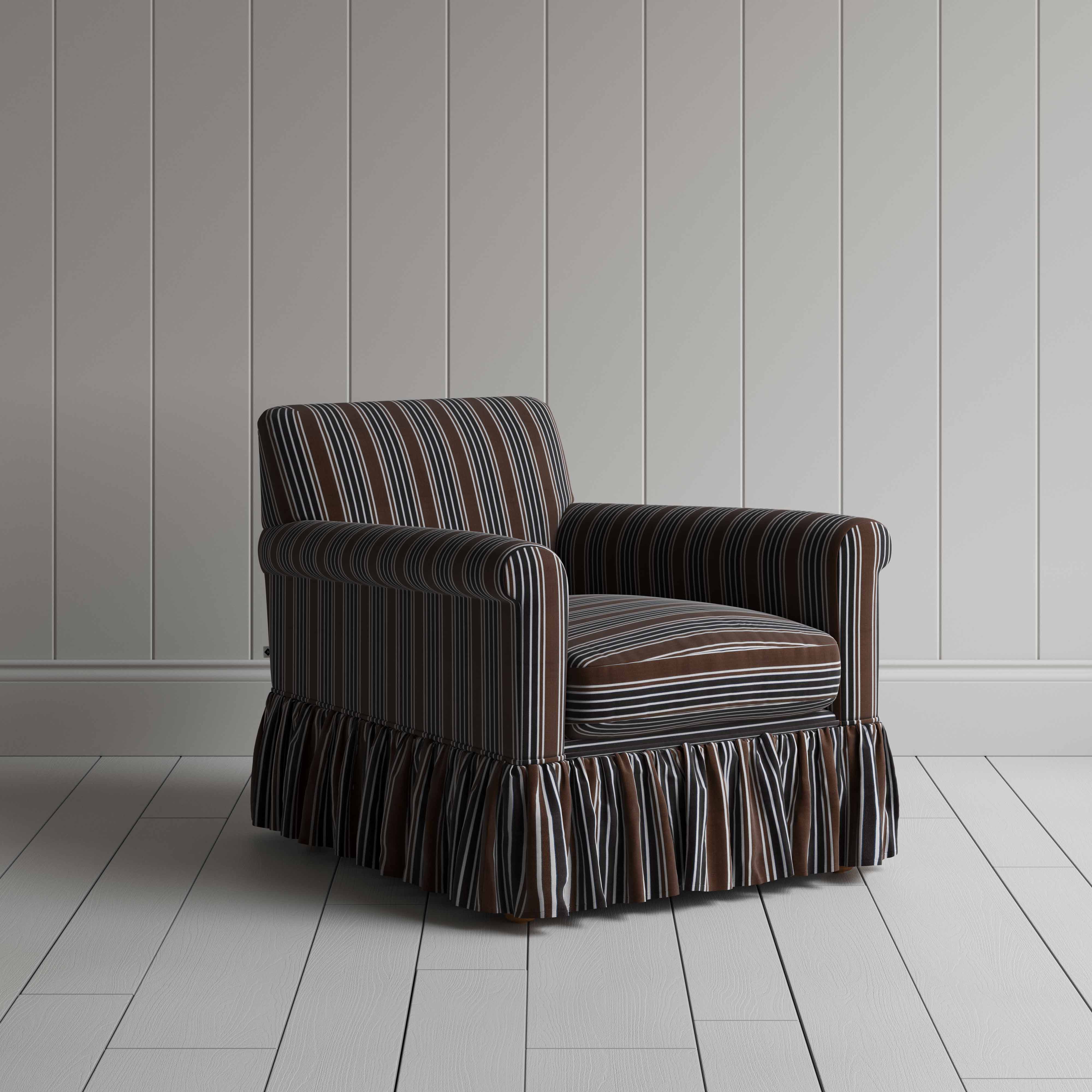  Curtain Call Armchair in Regatta Cotton, Charcoal - Nicola Harding 