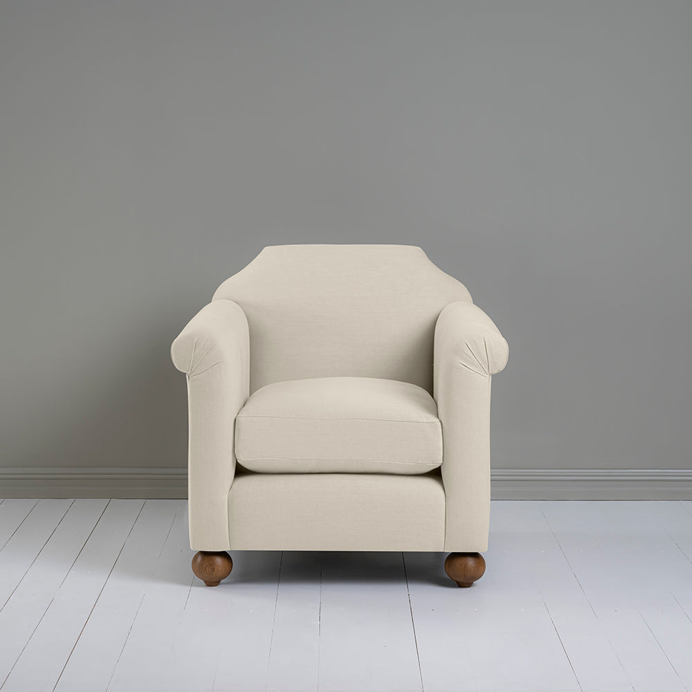  Dolittle Armchair in Laidback Linen Dove Front View- By NiX 