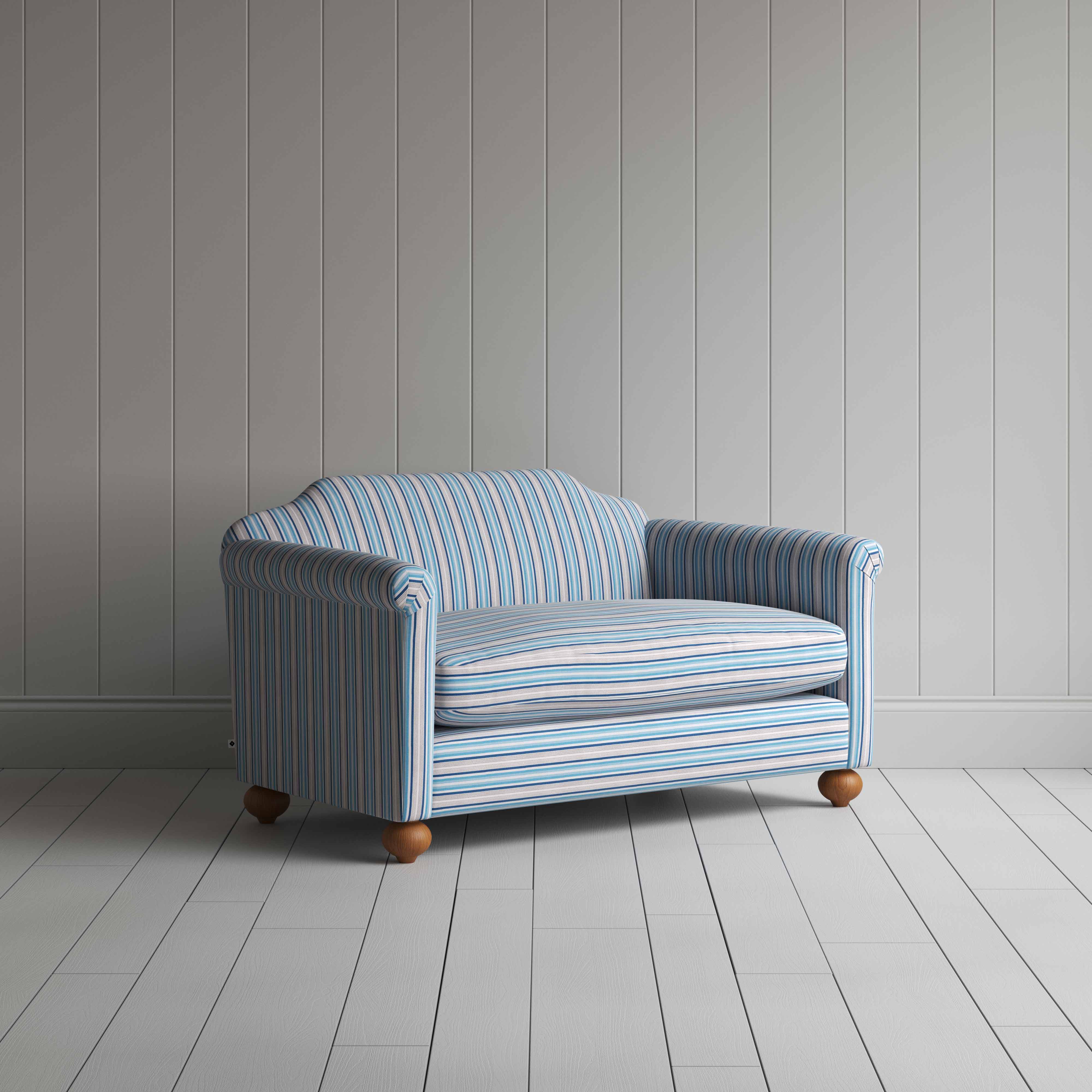  Dolittle 2 Seater Sofa in Slow Lane Cotton Linen, Blue - Nicola Harding 