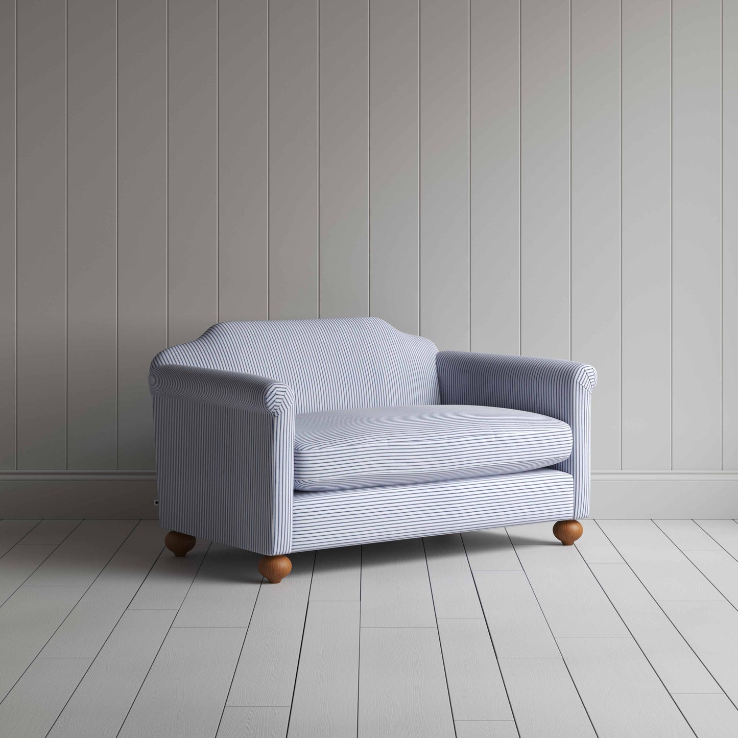 Dolittle 2 Seater Sofa in Ticking Cotton, Aqua Brown