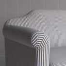  Dolittle in Ticking Cotton, Blue Brown, Arm Design Closeup - Nicola Harding 