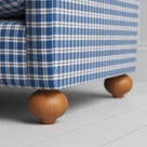  Dolittle in Well Plaid Cotton, Blue Brown, Wooden Feet Closeup - Nicola Harding 