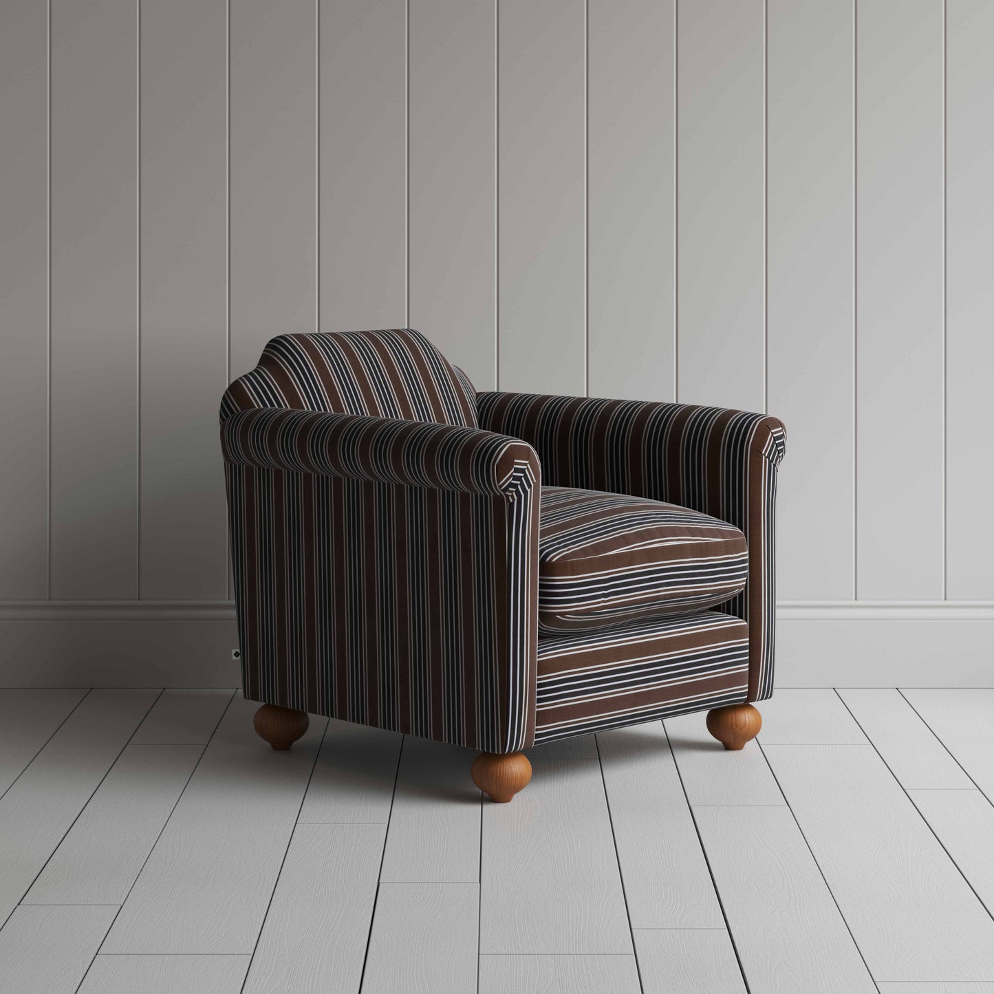 Dolittle Armchair in Regatta Cotton, Charcoal - Nicola Harding