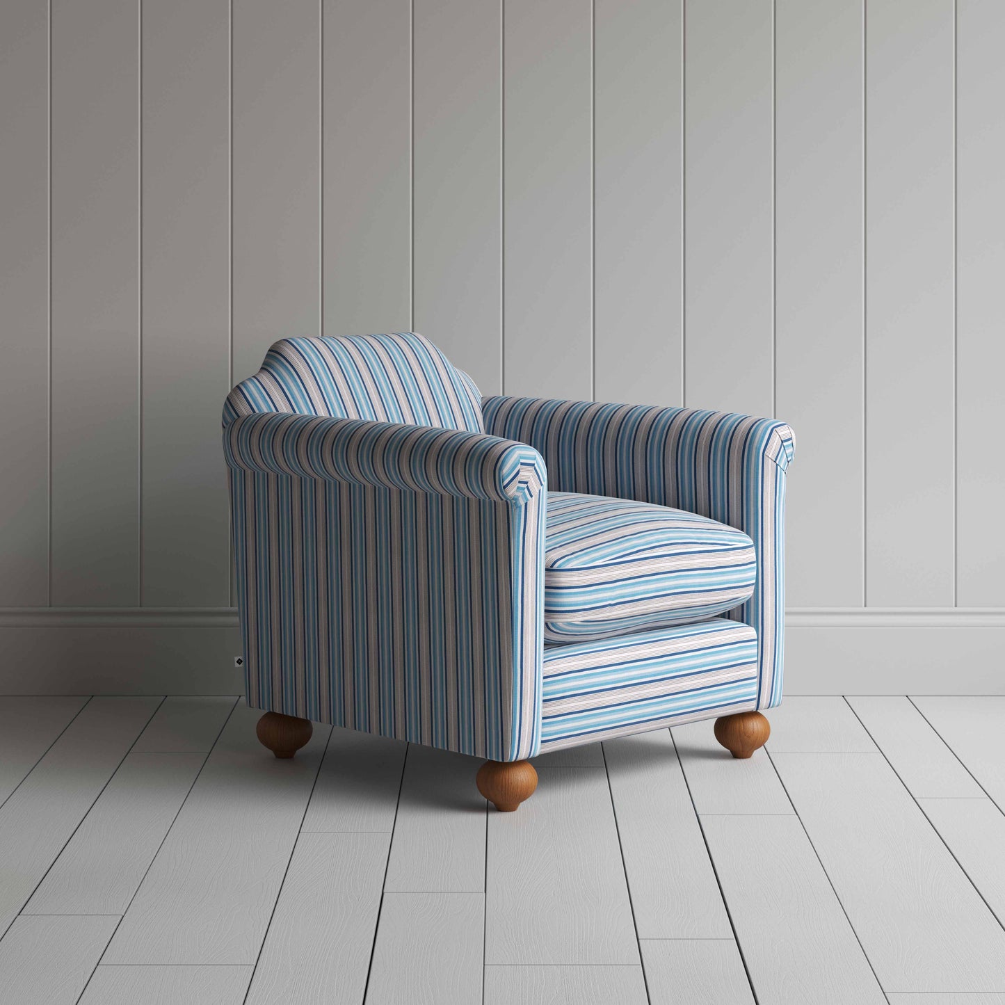 Dolittle Armchair in Slow Lane Cotton Linen, Blue - Nicola Harding