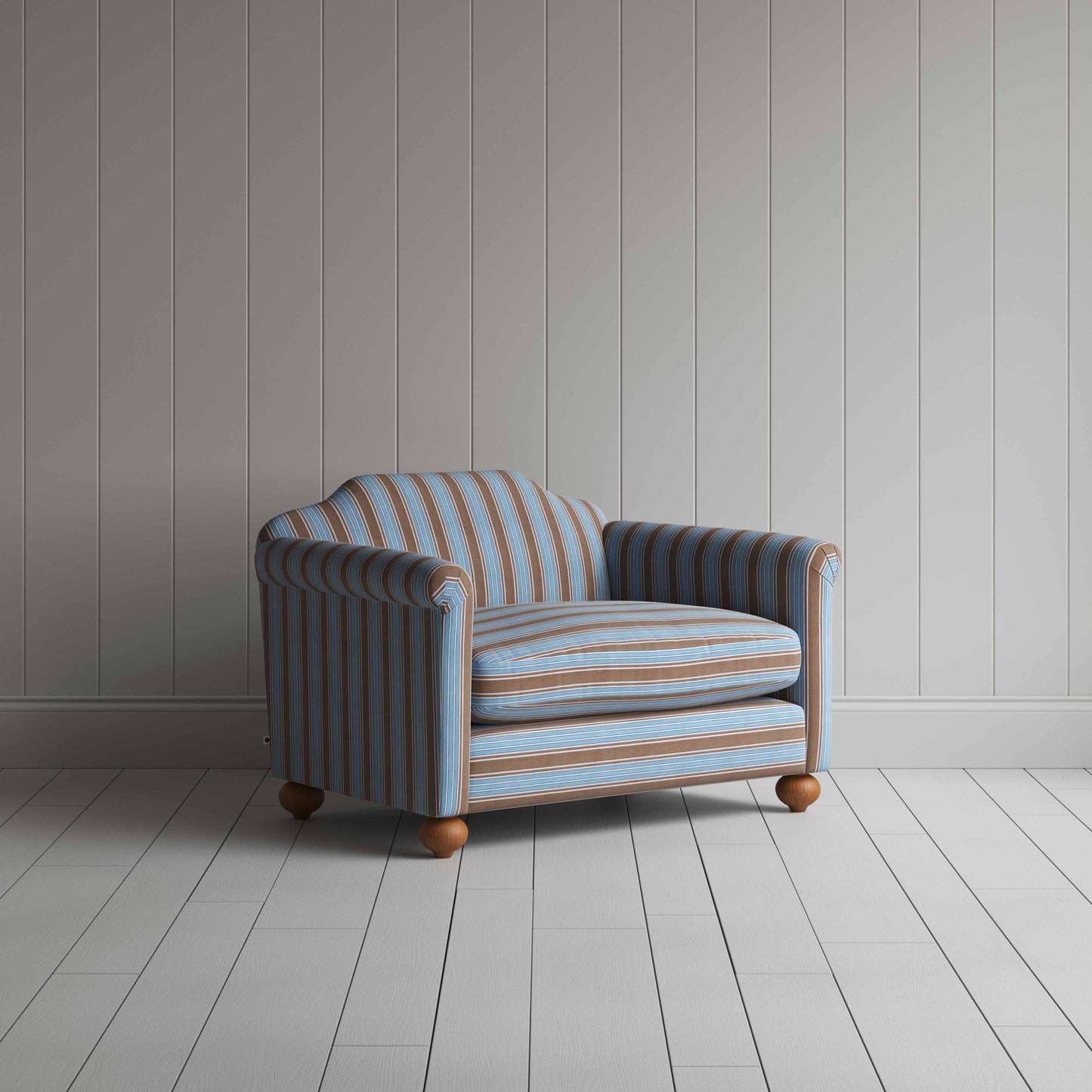 Dolittle Love Seat in Regatta Cotton, Blue - Nicola Harding