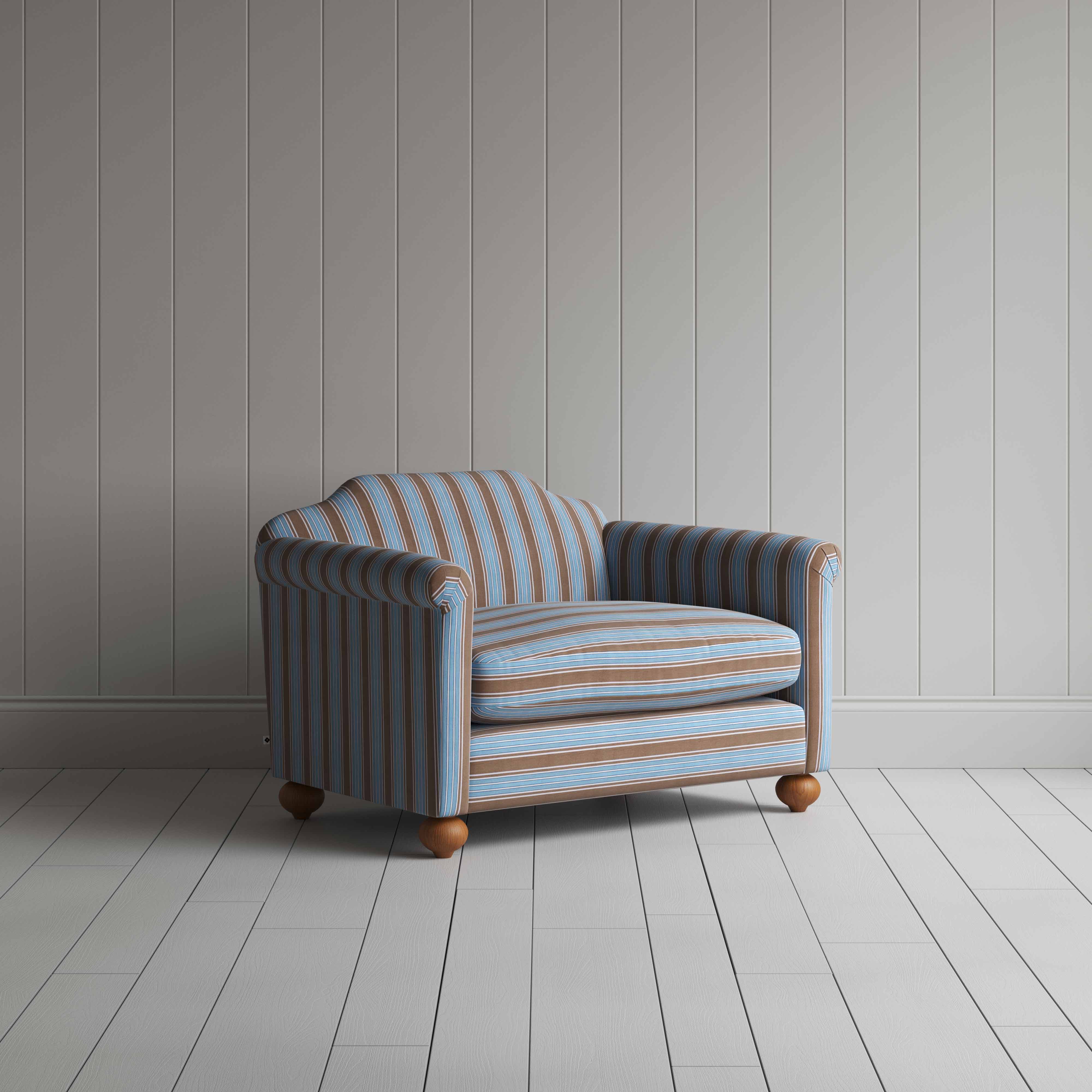  Dolittle Love Seat in Regatta Cotton, Blue - Nicola Harding 