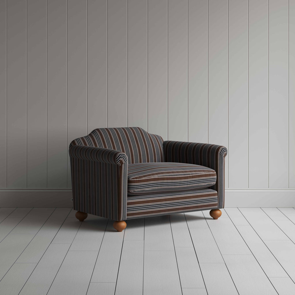  Dolittle Love Seat in Regatta Cotton, Charcoal - Nicola Harding 