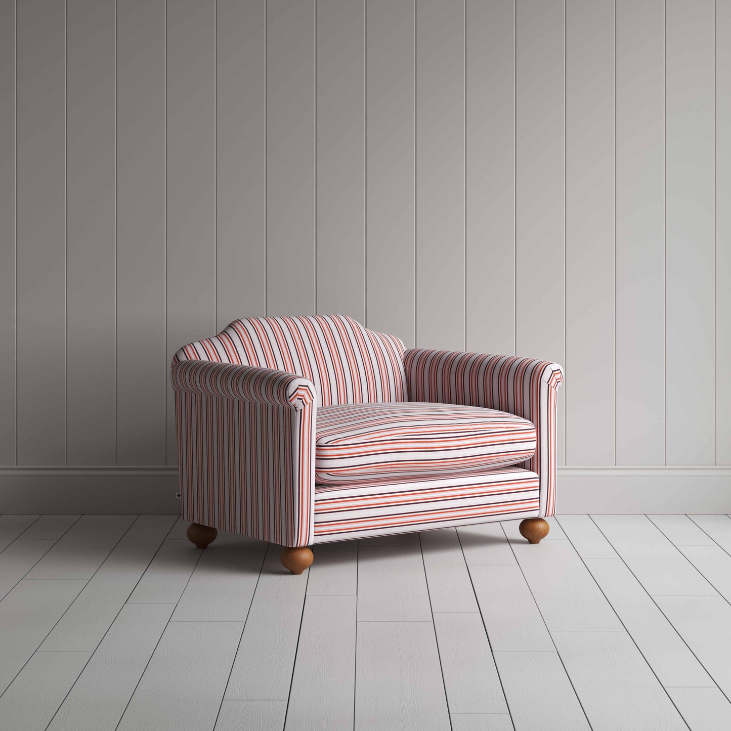 Dolittle Love Seat in Slow Lane Cotton Linen, Berry - Nicola Harding