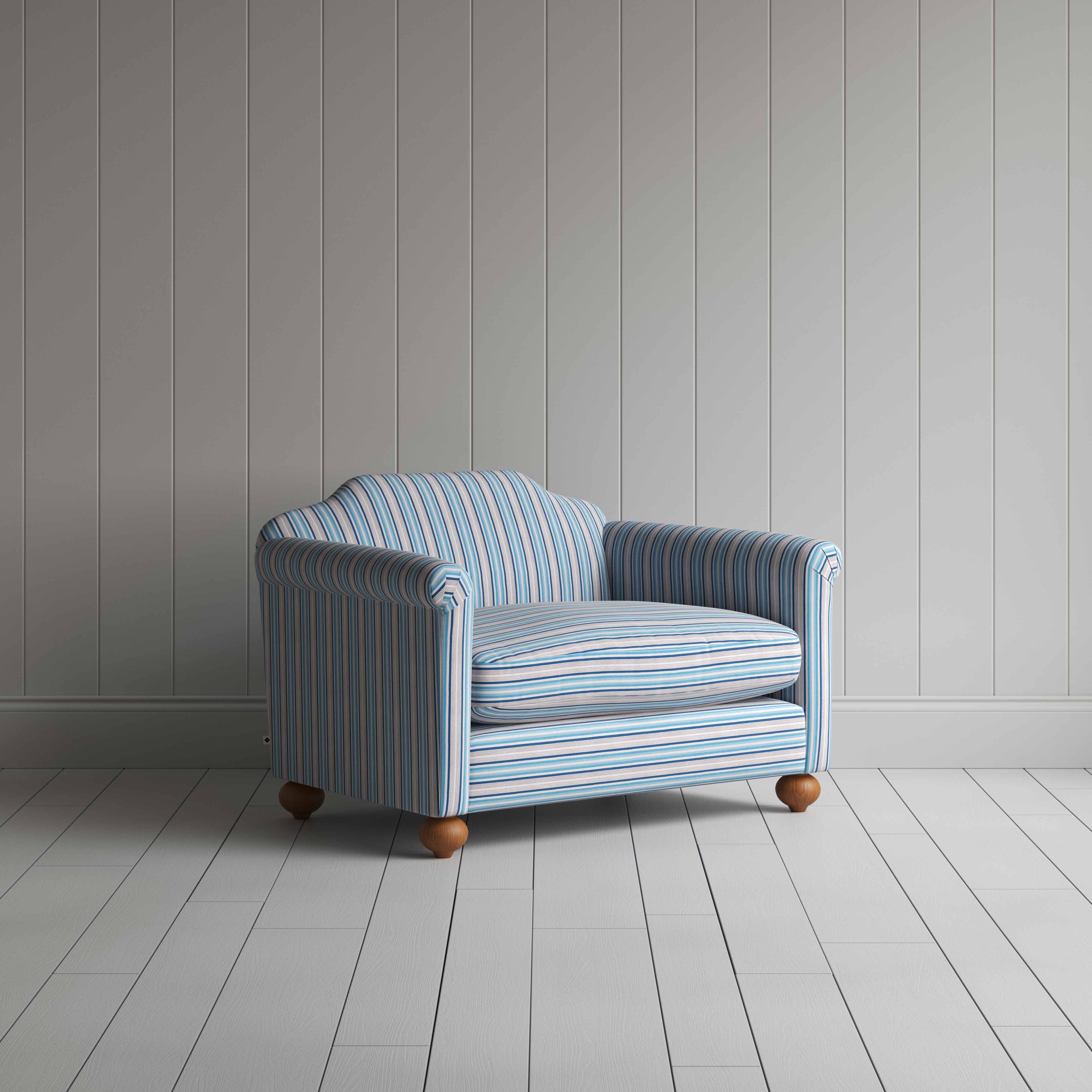  Dolittle Love Seat in Slow Lane Cotton Linen, Blue 