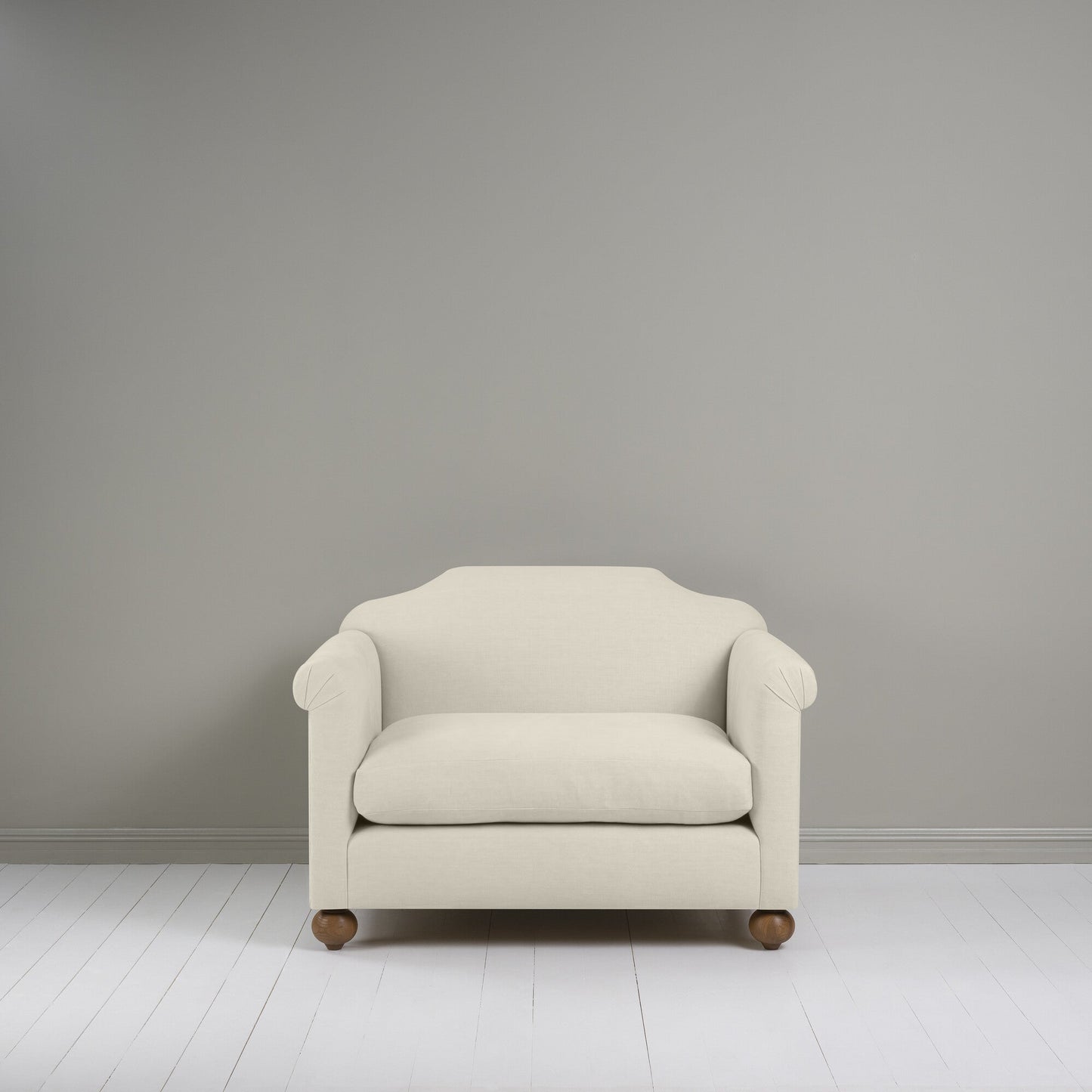 Dolittle Love Seat in Laidback Linen Dove Front-View - NiX