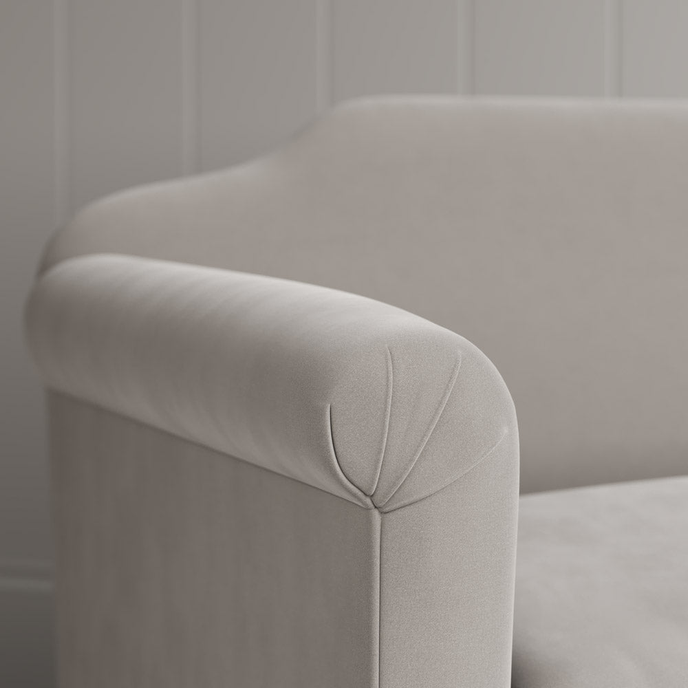  Dolittle Big Love Seat moonstone velvet armrest detail shot by Nicola Harding. 