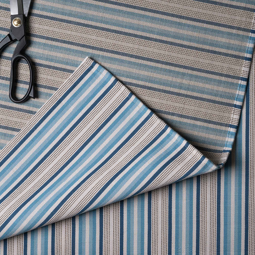  Slow Lane Cotton Linen, Blue, Fabric With Scissor - Nicola Harding 