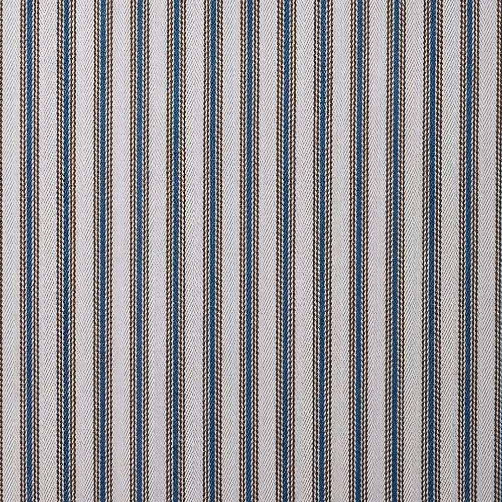 Mid-weight Organic Cotton, Ticking Blue Brown, Fabric Texture Closeup - By NiX