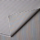  Front Row 3 Seater Upholstered Bench in Laidback Linen Dove Frame and Ticking Cotton Blue Brown Seat - Nicola Harding 