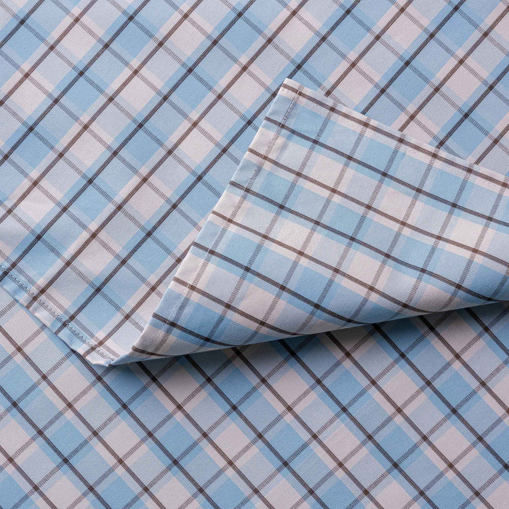  Square Deal Cotton, Blue Brown Fabric - NiX 