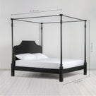  Dimensions of Folly Four Poster Bed in Jet Black, Super King Size Height 210cm, Width 195cm, and Length 216cm 