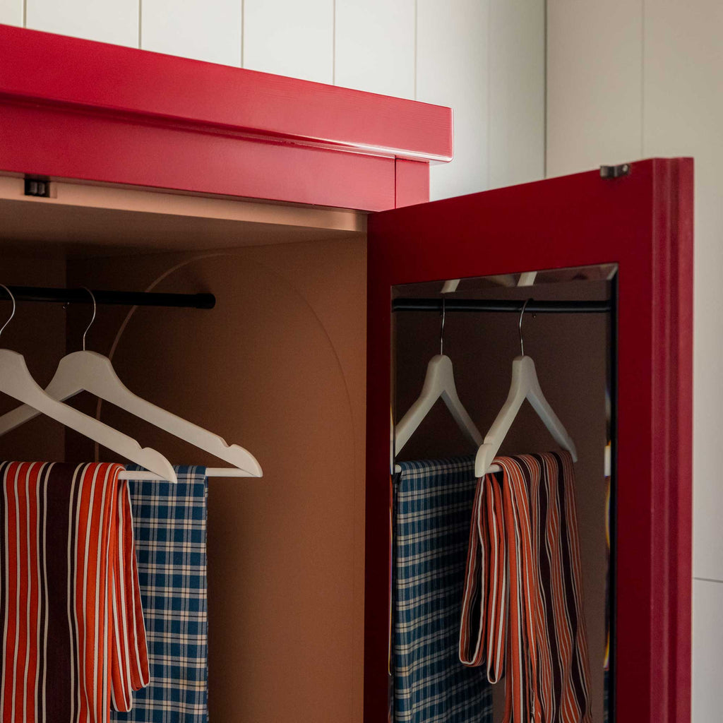  Clobber Wardrobe, Internal with Half Drawer, Berry Red with Powder Pink 