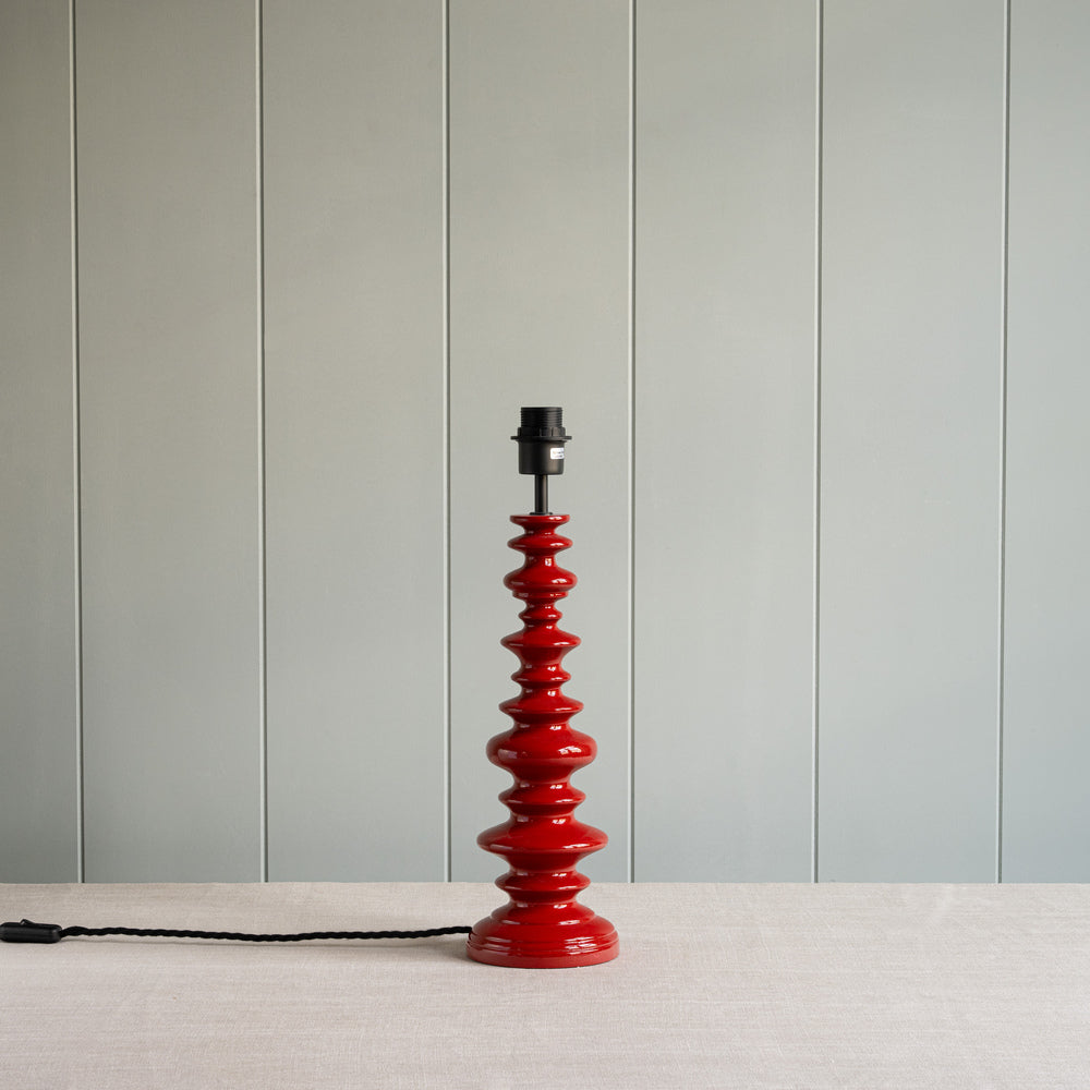  Good Turn Wooden Table Lamp Base in Scarlet Red 