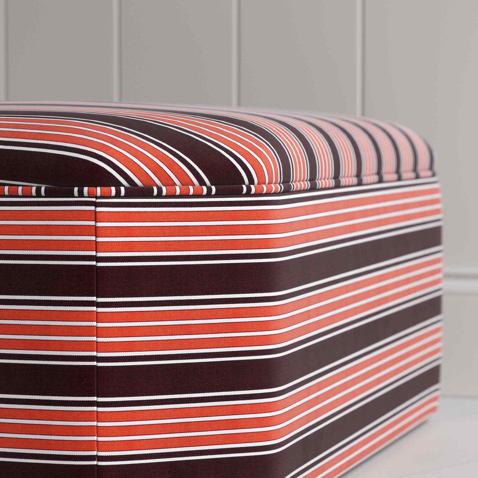 Design Closeup of Ottoman in Regatta Cotton, Flame - By Nicola Harding & Co. 