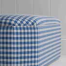  Design Closeup of Ottoman in Well Plaid Cotton, Blue Brown 