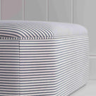  Design Closeup of Ottoman in Ticking Cotton, Blue Brown - NiX 